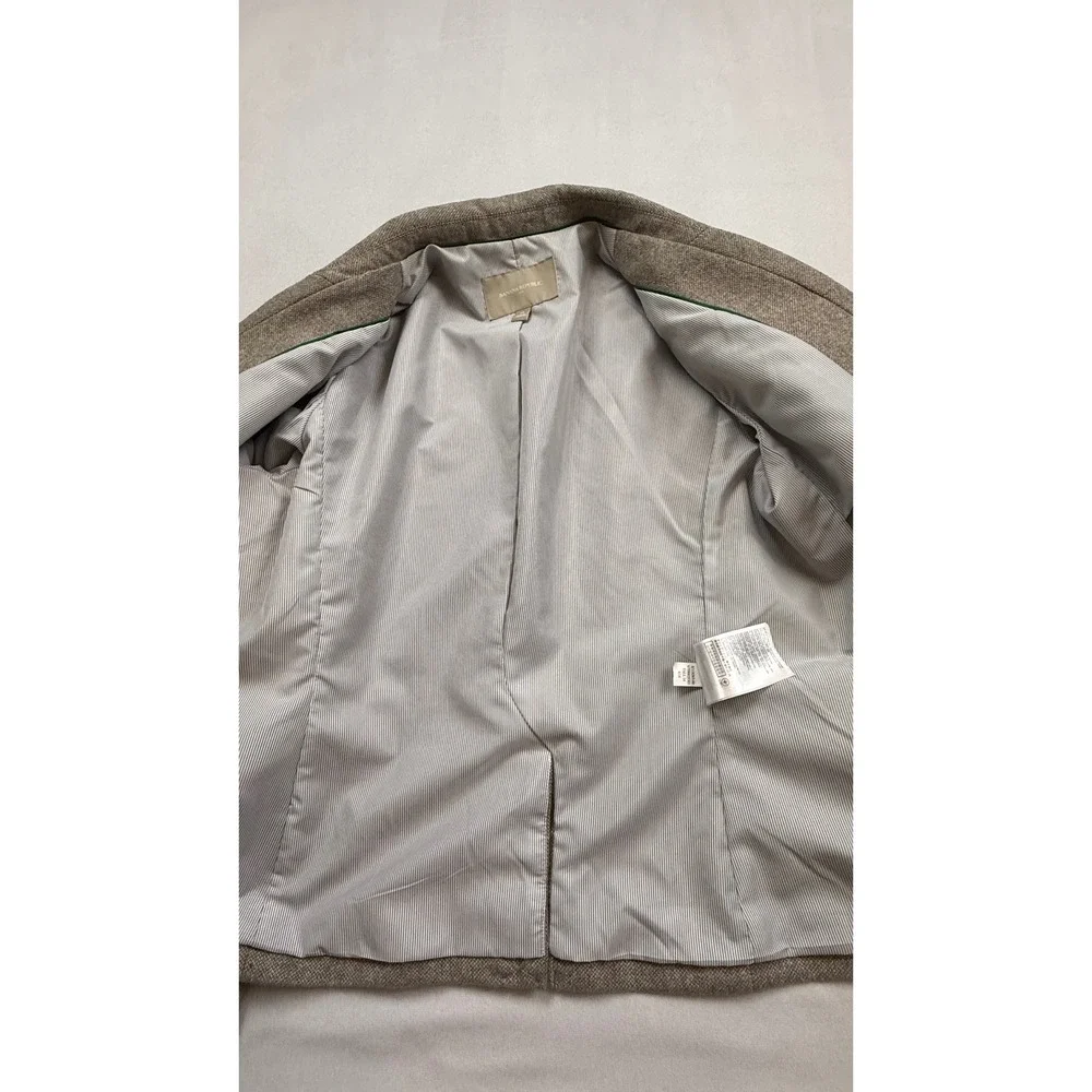 Banana Republic Womens 12 Tan Herringbone‎ Wool Blend Two Button Blazer Jacket